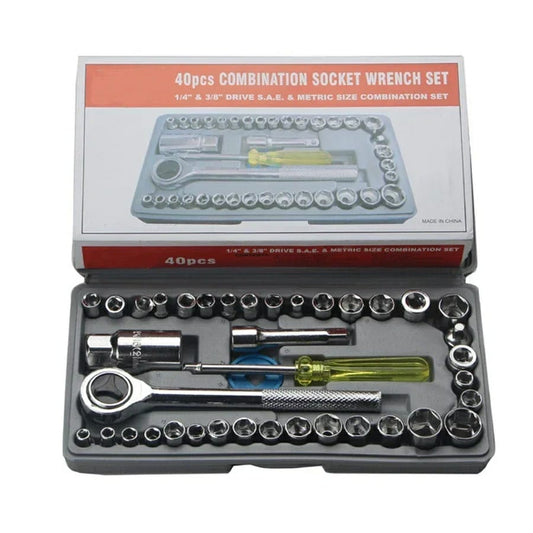 Socket Wrench Set 40 Pcs Tool Kit For Car Tool Screwdriver And Bit Ratchet Torque Quick Wrench Spanner Socket Key Hand Tool